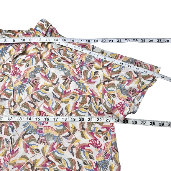 Jane + Delancey | Women | Tropical Gold Tinsel Stripe Button Up Shirt | Large - Picture 3 of 7